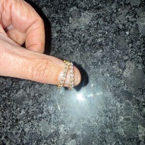 Elegant gold over sterling Moissanite lab diamond in out hoops. DVVS 1.51 carat